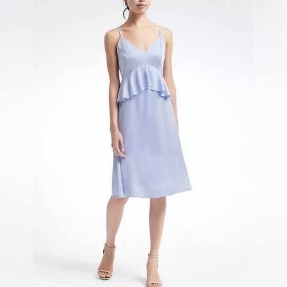 Banana Republic Strappy Peplum Tier Ruffle Midi Dress